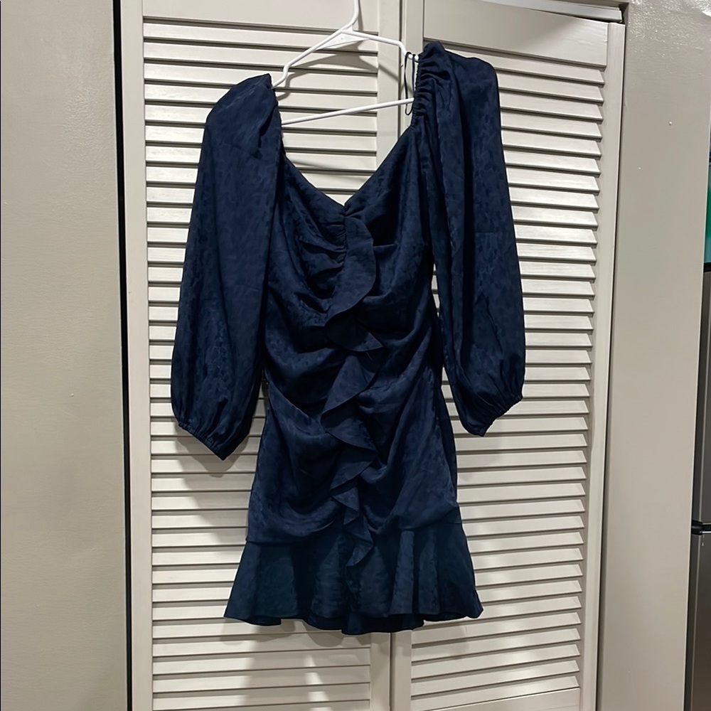 Astr Blue Asymmetrical Ruched Bodycon Dress